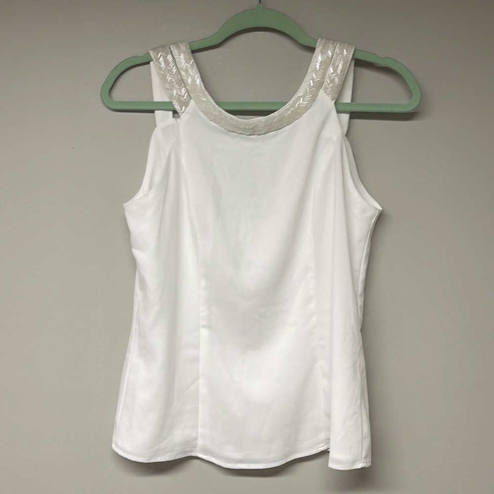 XOXO White Beaded Tank Top size M